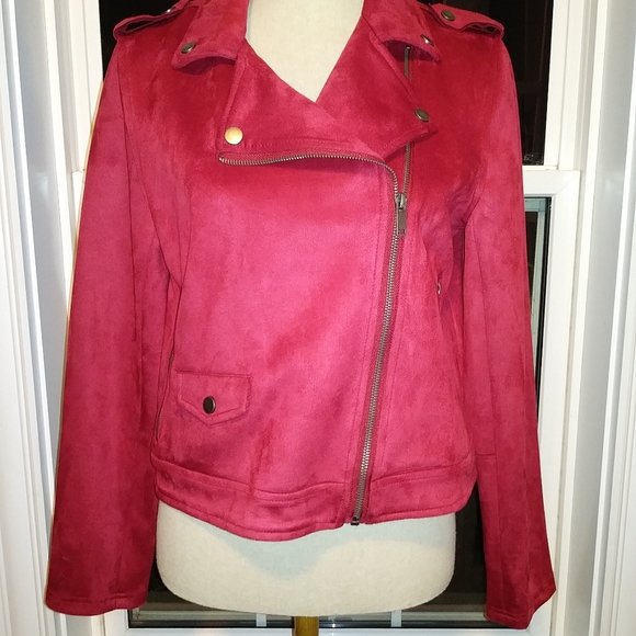 Red Tribal vegan suede jacket. NWOT. - Picture 2 of 7